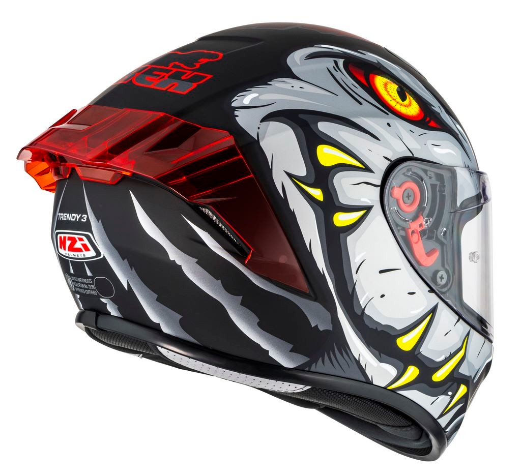 Casco NZI Trendy 3 STREAM RAPTOR Negro, Rojo Mate + Pantalla Negra Regalo 7