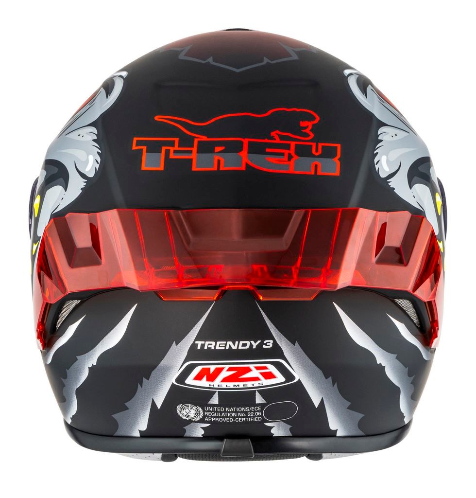 Casco NZI Trendy 3 STREAM RAPTOR Negro, Rojo Mate + Pantalla Negra Regalo 2