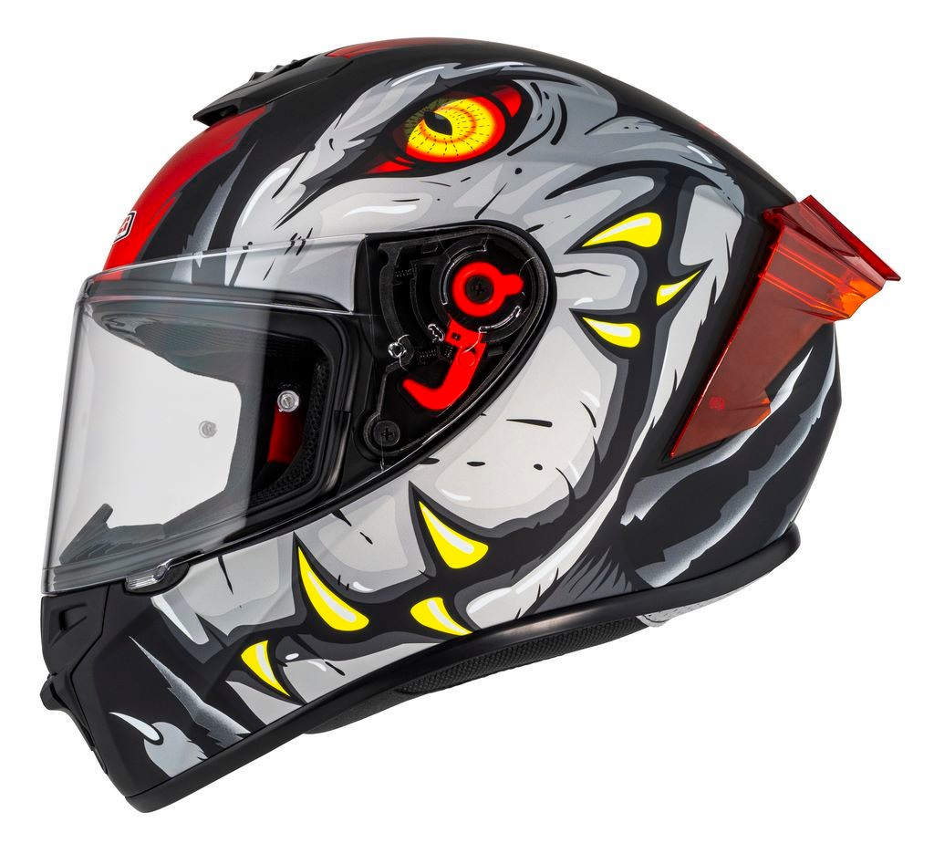 Casco NZI Trendy 3 STREAM RAPTOR Negro, Rojo Mate + Pantalla Negra Regalo 3