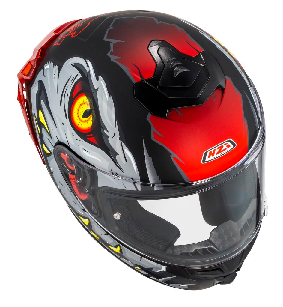 Casco NZI Trendy 3 STREAM RAPTOR Negro, Rojo Mate + Pantalla Negra Regalo 4