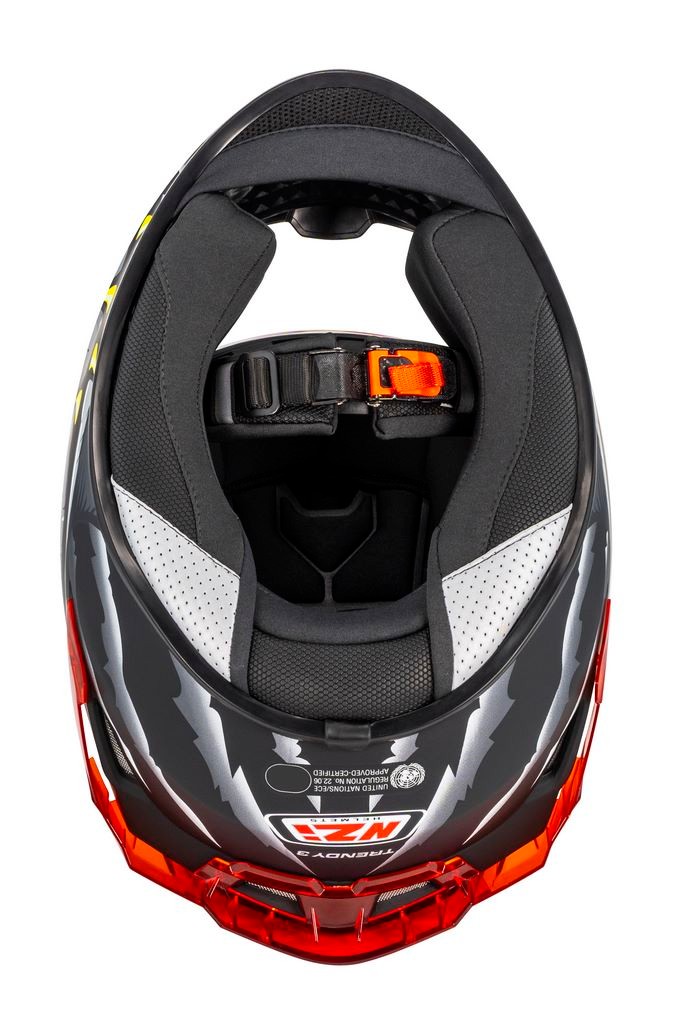 Casco NZI Trendy 3 STREAM RAPTOR Negro, Rojo Mate + Pantalla Negra Regalo 5