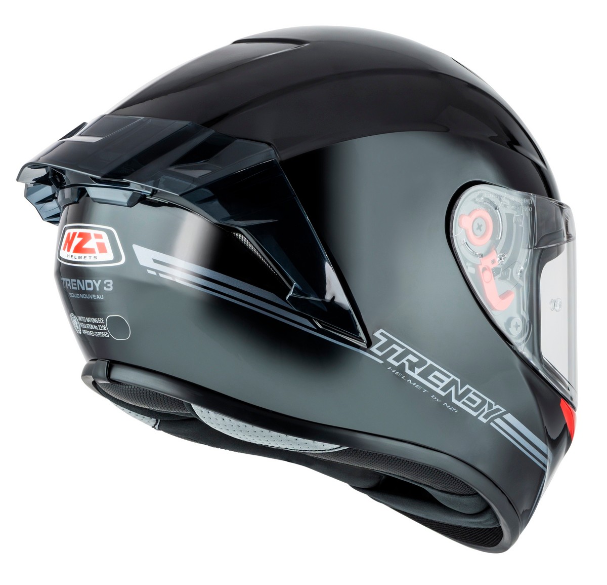 Casco NZI Trendy 3 STREAM SOLID NOUVEAU Negro Brillo 8