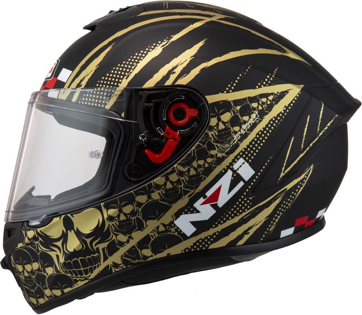 Casco NZI Trendy 2 FLAG Negro/Oro Mate