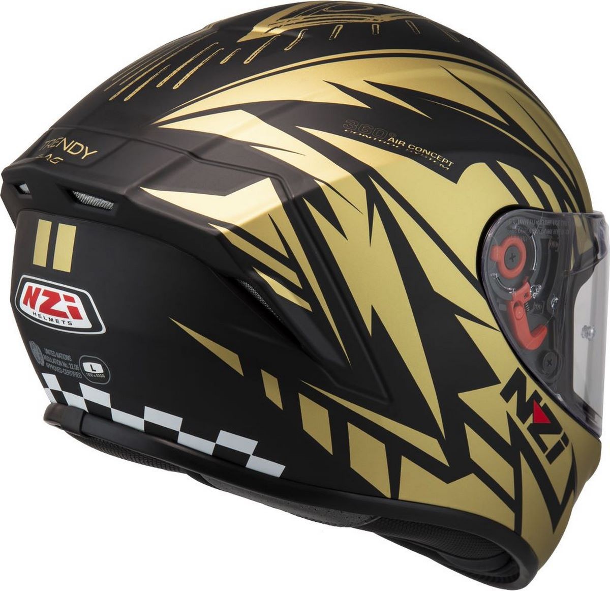 Casco NZI Trendy 2 FLAG Negro/Oro Mate 1