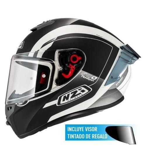 Casco NZI Trendy 3 STREAM ELEGANCE Negro, Blanco Mate + Pantalla Negra Regalo