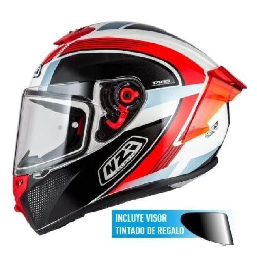 Casco NZI Trendy 3 STREAM RAPID Blanco, Rojo + Pantalla Negra Regalo