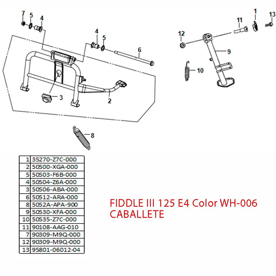 Caballete Lateral SYM FIDDLE III 50/125 3