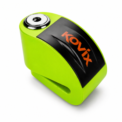 Antirrobo de disco para moto KOVIX KT6-FO con alarma verde flúor pin 6mm.