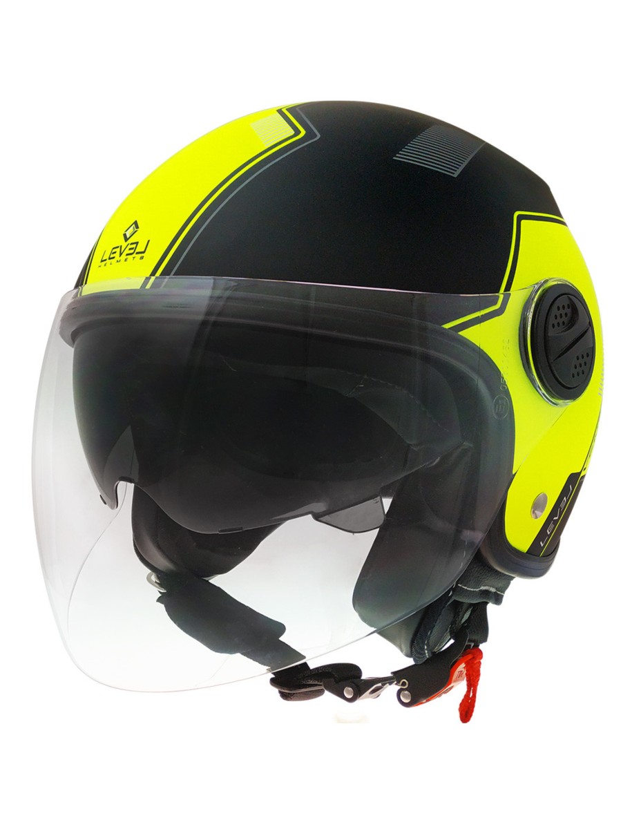 Casco LEVEL Jet LJC VENTO Negro/Fluor Mate 2