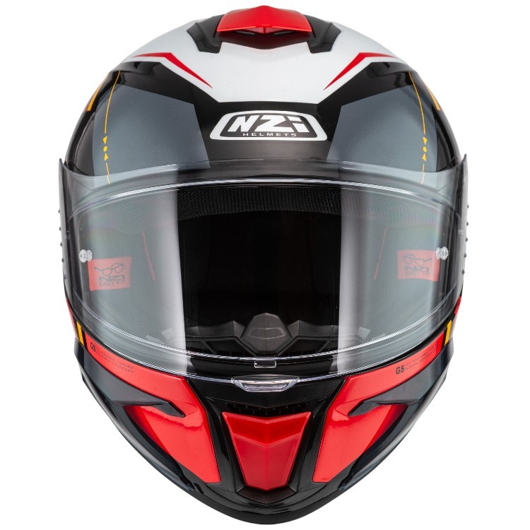 Casco NZI Wake Stream Booster STRIPES Negro/Blanco/Rojo