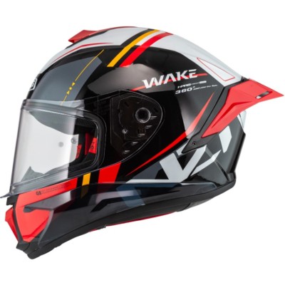 Casco NZI Wake Stream Booster STRIPES negro blanco rojo homologado ECE R22.06 con visor antirrayas
