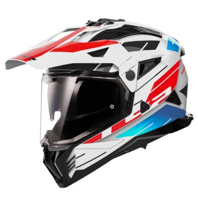 Casco LS2 TRAIL MX702 PIONEER II NAMIB Blanco, Rojo, Azul