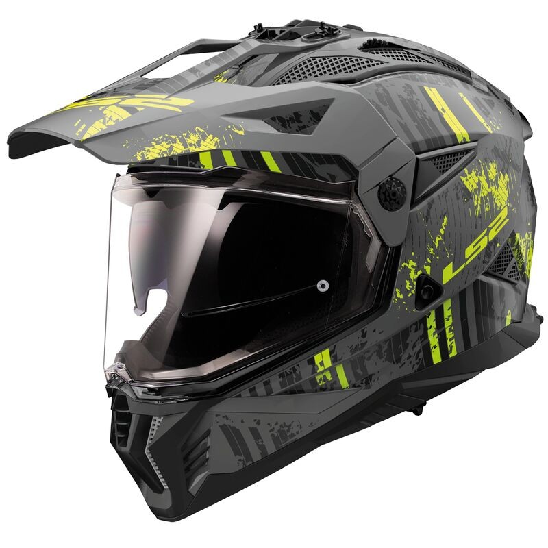 Casco LS2 TRAIL MX702 PIONEER II CRAZY Negro Mate, Amarillo