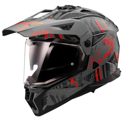 Casco LS2 TRAIL MX702 PIONEER II CRAZY Negro Mate, Rojo
