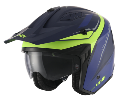 Casco Trial UNIK PLUTON Con Gafa Solar Azul/Amarillo Fluor MATE