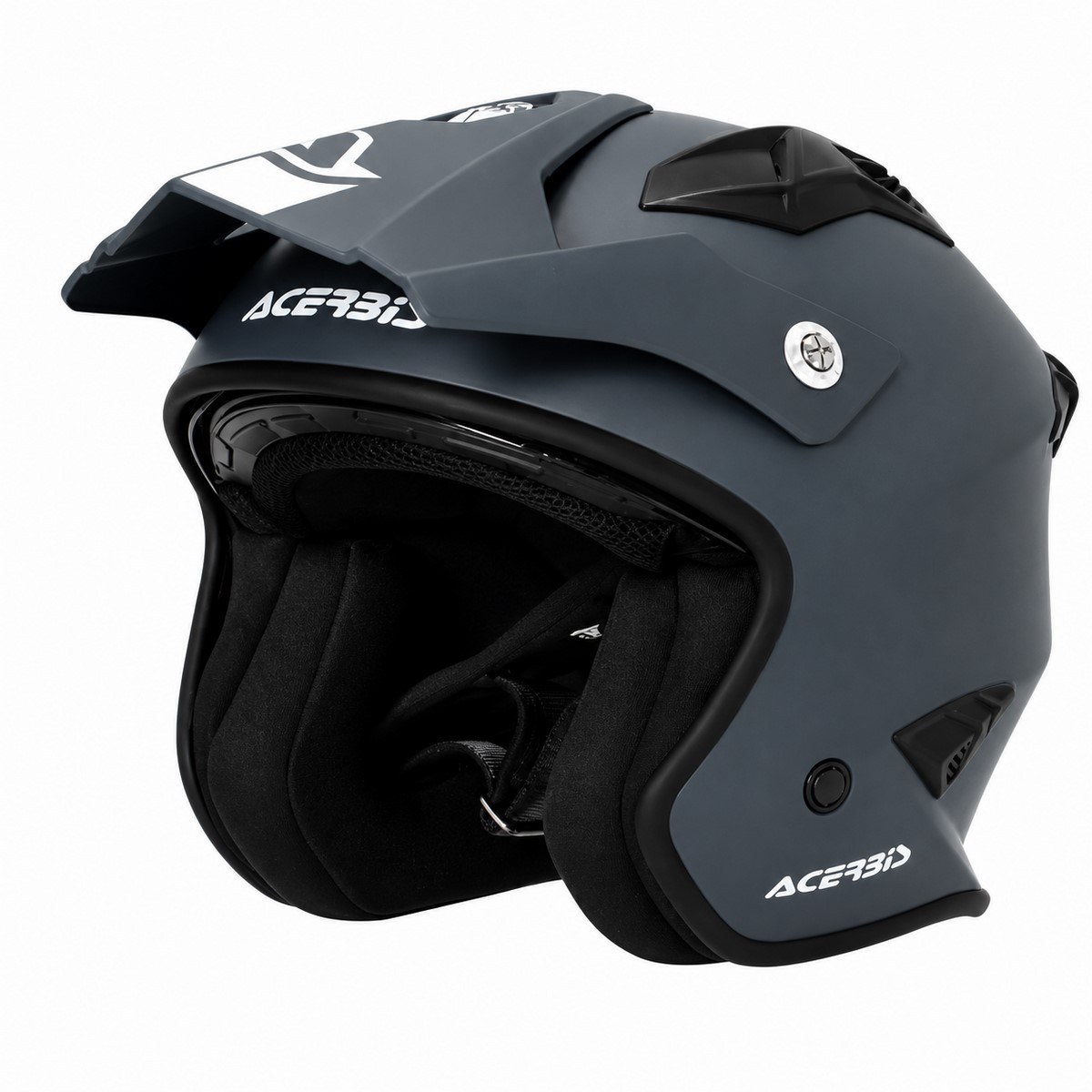 Casco Acerbis Jet Aria gris oscuro vista lateral ventilación