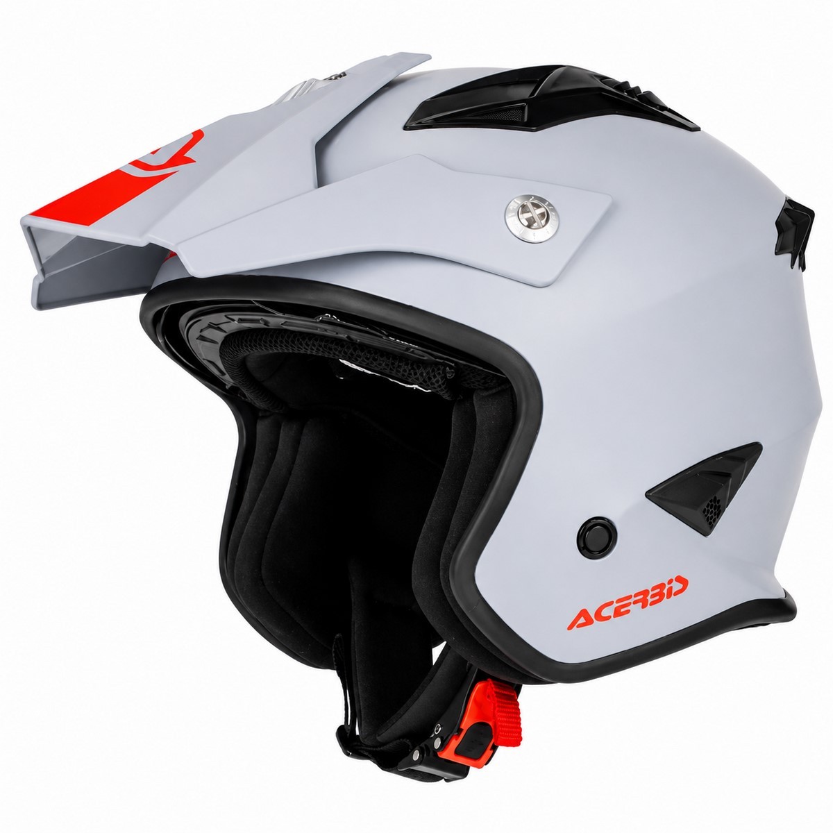 Casco Acerbis Jet Aria gris claro vista lateral ventilación