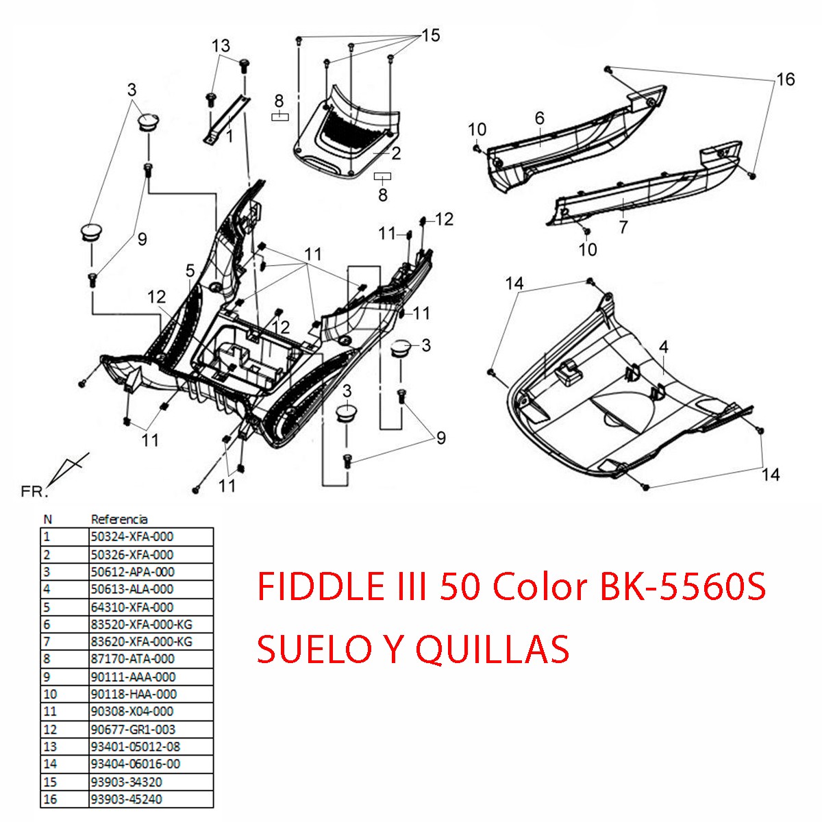 Quilla Inferior Derecha SYM FIDDLE III 50/125 Negro Brillo (BK-5560S) 1