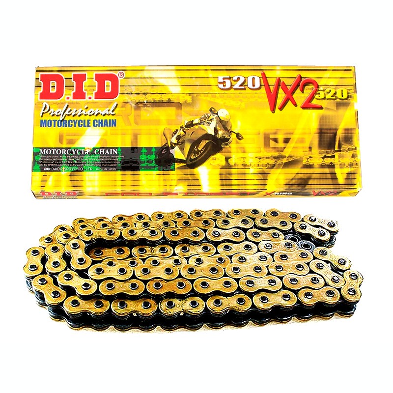 Cadena D.I.D. X-Ring 520 VX2 110 pasos color Oro Con remache