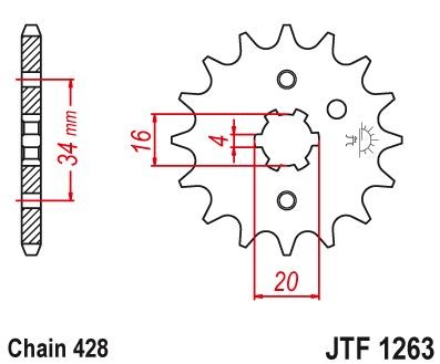 JTF1263-16 Piñon Beta Suzuki Malaguti Yamaha Rieju 16Z