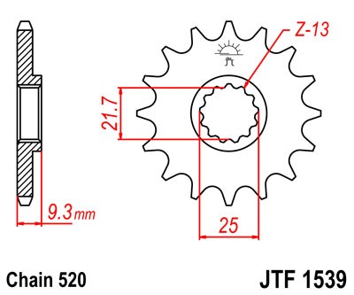 Piñon Kawasaki EX 250/300, Z 250/300, 14Z