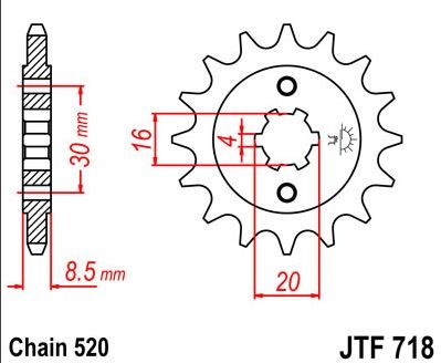 Piñón JT 13 dientes división 520 para Husqvarna CR y WR 125