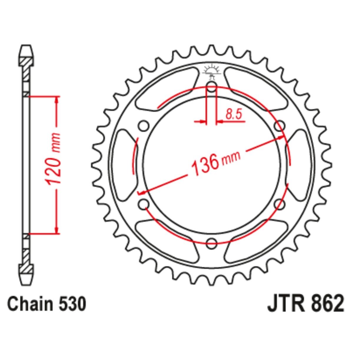 Plato JT Sprockets Yamaha XJ 600 H N 530 paso