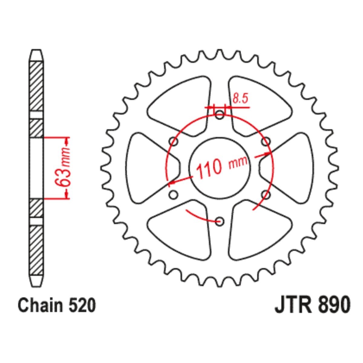 Plato arrastre JT 45 dientes 520 KTM RC Duke Adventure Husqvarna Svartpilen Vitpilen