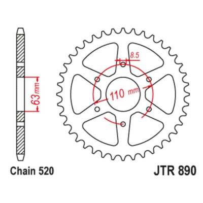 Plato arrastre JT 45 dientes 520 KTM RC Duke Adventure Husqvarna Svartpilen Vitpilen
