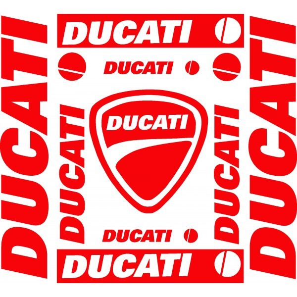 Kit de 9 pegatinas Ducati decorativas en vinilo de corte para moto, coche o superficies lisas