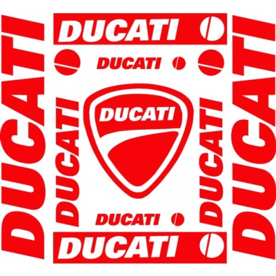 Kit de 9 pegatinas Ducati decorativas en vinilo de corte para moto, coche o superficies lisas