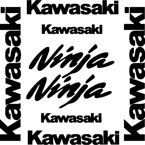 Kit de 8 pegatinas Kawasaki Ninja decorativas en vinilo de corte para moto, coche o superficies lisas