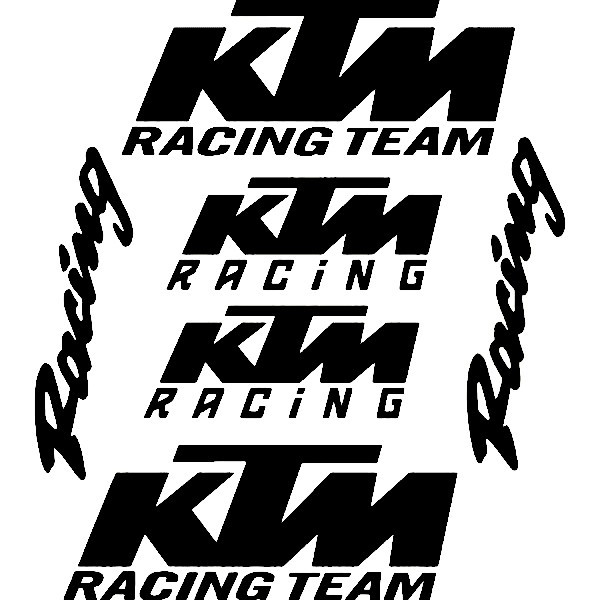 Kit de 6 pegatinas KTM Racing Team decorativas en vinilo de corte para moto, coche o superficies lisas