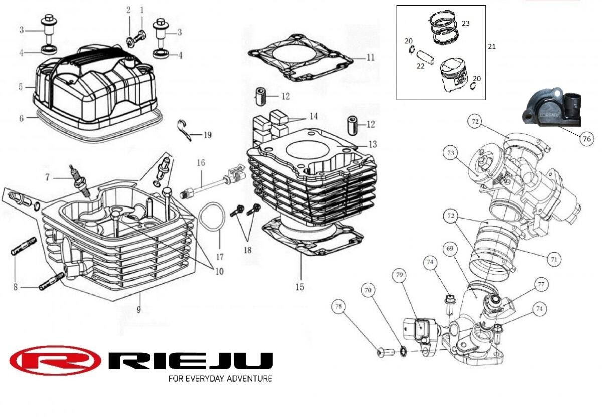 Cuerpo de inyección completo original Rieju Tango 125i Euro 5