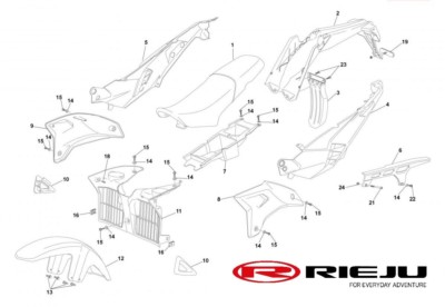 Guardabarros trasero con portamatrícula original Rieju Tango 2018 ref 0/000.060.8000