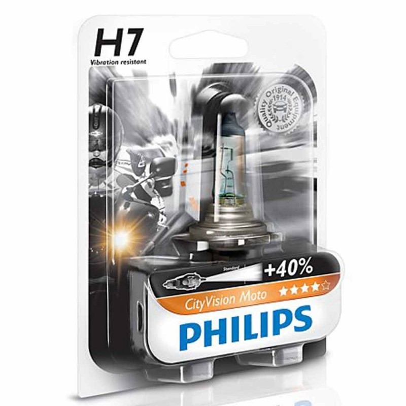 Lámpara PHILIPS Halógena H7 12v 55w City Vision Moto +40%