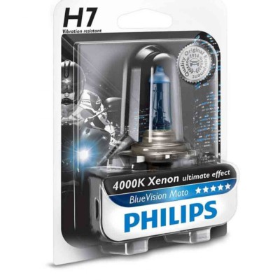 Lámpara PHILIPS Halógena H7 12v 55w Xenon Blue Vision Moto