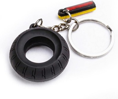 Llavero de goma con forma de rueda de neumático de moto