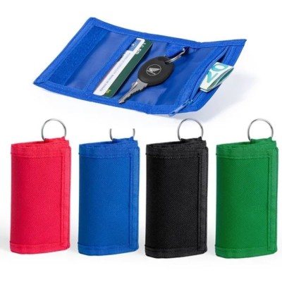 Llavero de tela con velcro y cremallera interior para llaves de moto