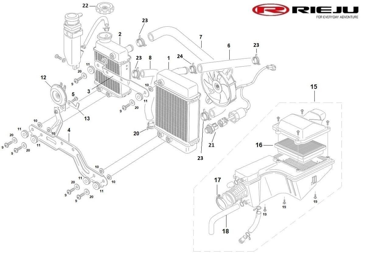 Filtro de aire Rieju Aventura 125 E5 ref. 0/001.070.4301 (posición N.16)