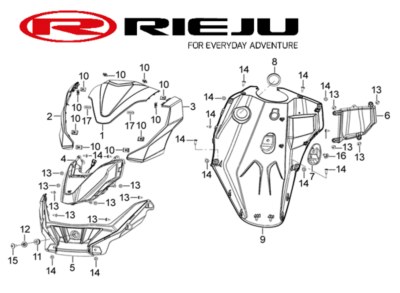 Plástica delantera lado izquierdo Rieju E-City blanca