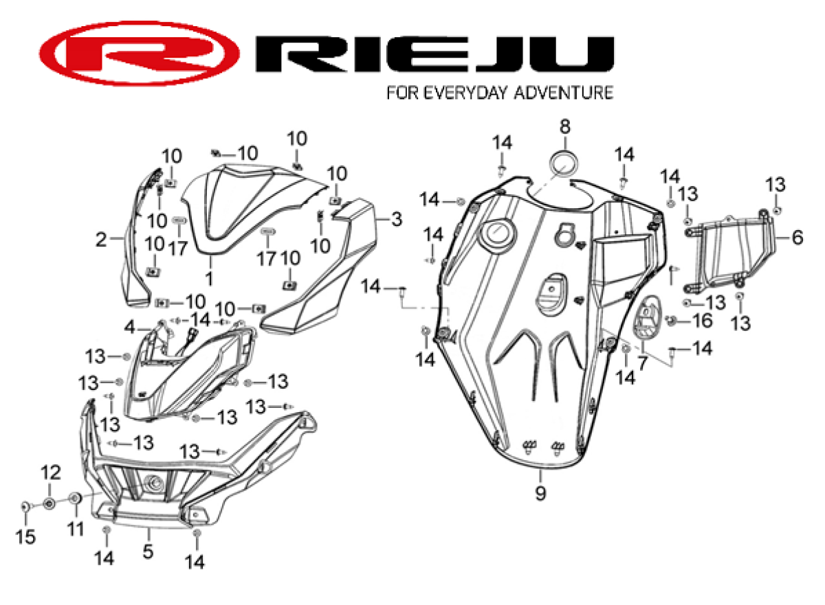 Carenado intermitente Rieju E-City delantero izquierdo negro 