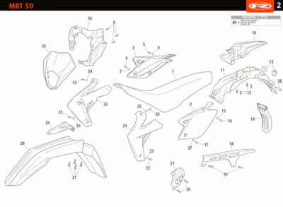Guardabarros delantero negro Rieju MRT Marathon Tango 50 125 recambio original 0/000.050.5184
