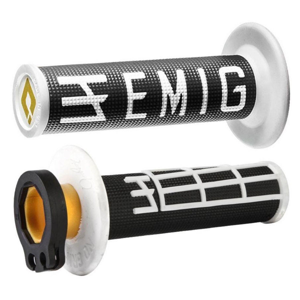 Puños ODI Cross/Enduro MX LOCK-ON V2 EMIG 2T y 4T Negro/Blanco