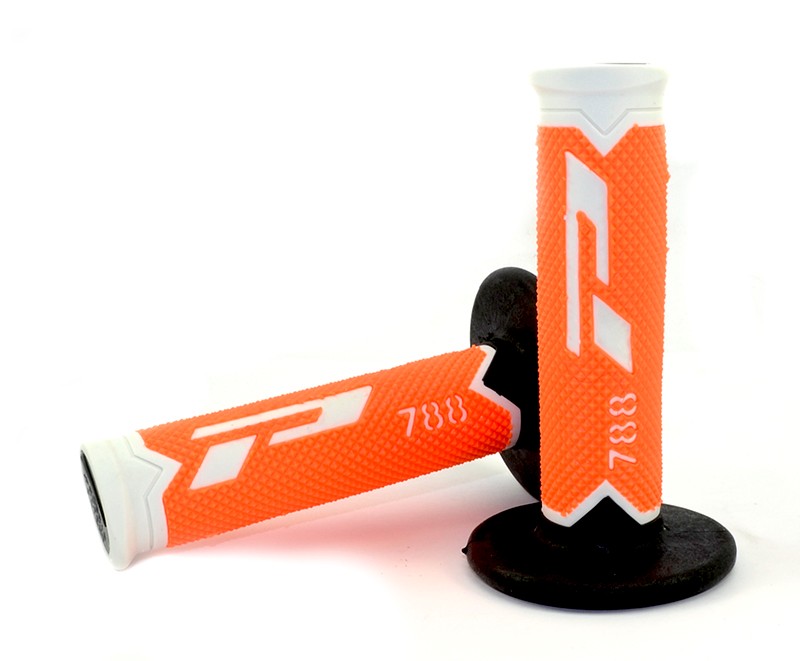 Puños Cross Progrip 788 Tricolor Blanco/Naranja Flúor/Negro