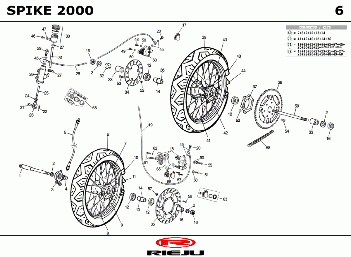 Latiguillo freno delantero completo Rieju OEM 0/000.290.0247 compatible RR 50 y Spike 50