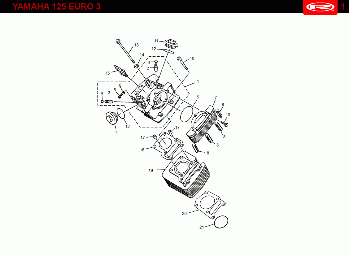 Junta culata Rieju RS-2 125 aire motor Yamaha Euro 3