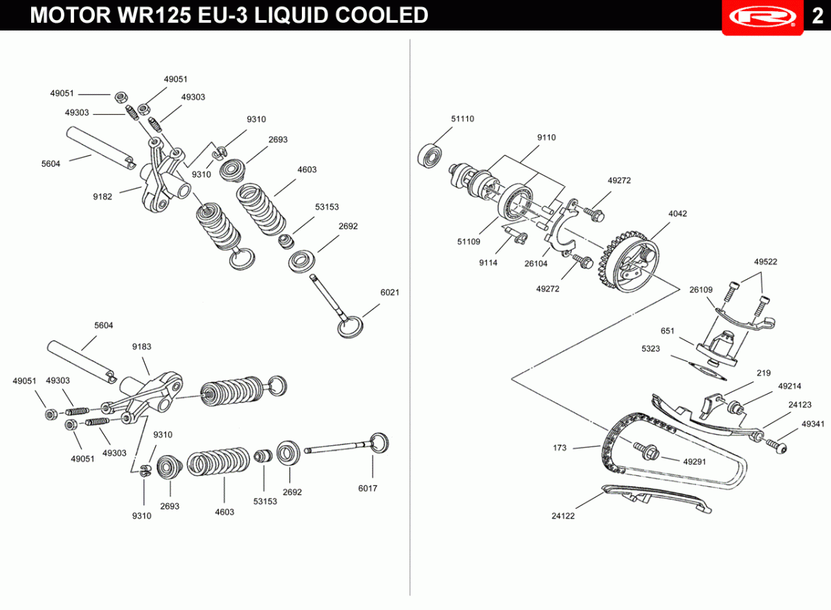 Válvula escape Rieju WR125, Marathon, Motor EU3 LC (Yamaha)