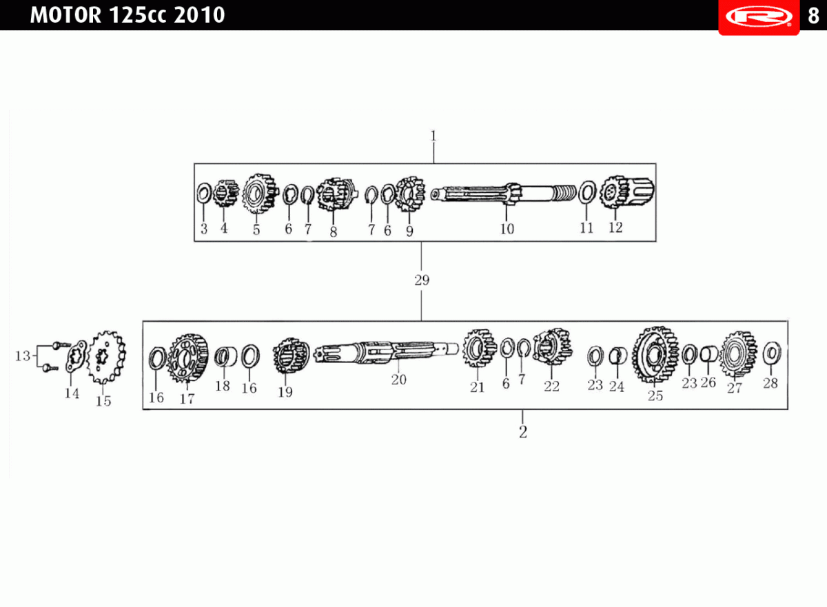 Tornillo M6x10 original Rieju OEM 0/227.002.0014 para Marathon 125 y Tango 125