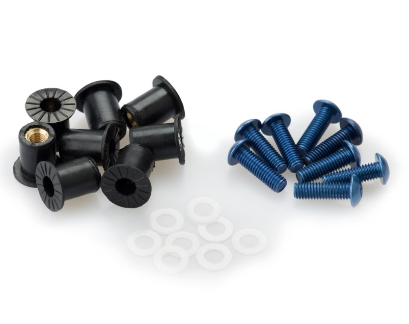 Kit Tornillería PUIG Aluminio para Cúpulas, 6 Tornillos M5 con Silentblocks